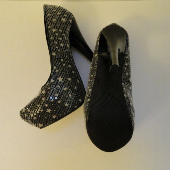 New With Box MIA Mara Black Sequin Platform Heel Pumps 7M - Picture 5 of 9